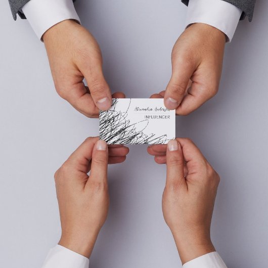 Moderne zwart-wit Abstracte Scribble QR-code Visitekaartje