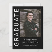 Moderne zwart-wit afstudeeraankondiging aankondiging (Voorkant)
