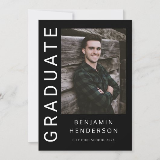 Moderne zwart-wit afstudeeraankondiging aankondiging (Voorkant)