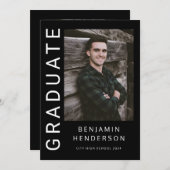 Moderne zwart-wit afstudeeraankondiging aankondiging (Voorkant / Achterkant)
