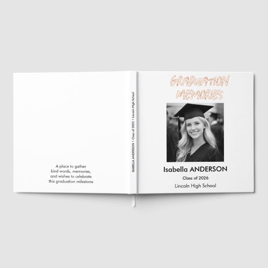 Moderne zwart-wit afstudeerfeest gastenboek (Volledig)
