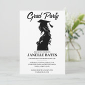 Moderne zwart-wit afstudeerfeest uitnodiging (Staand voorkant)