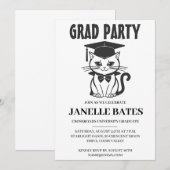 Moderne zwart-wit afstudeerfeest uitnodiging (Voorkant / Achterkant)
