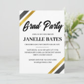 Moderne zwart-wit afstudeerfeest uitnodiging (Staand voorkant)