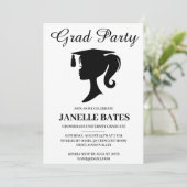 Moderne zwart-wit afstudeerfeest uitnodiging (Staand voorkant)
