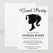 Moderne zwart-wit afstudeerfeest uitnodiging (Voorkant / Achterkant)
