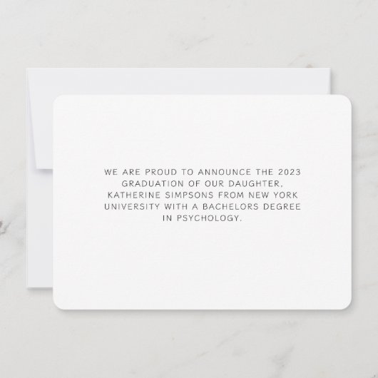 Moderne Zwart&Wit Afstudeerkaart met Twee Foto's Notitiekaartje (Achterkant)