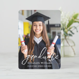 Moderne zwart-wit afstuderen met foto aankondiging