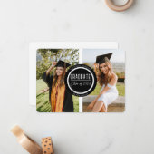 Moderne zwart-wit Afstuderen twee foto's Notitiekaartje (Voorkant / Achterkant in situ)