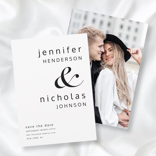 Moderne Zwart-Wit Ampersand Foto Save The Date