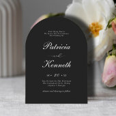 Moderne Zwart & Wit Arch QR Code Trouwfoto Kaart