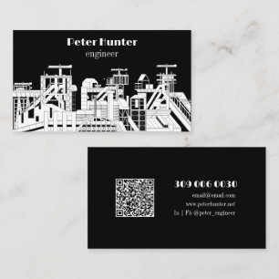 Moderne Zwart-Wit Architect-Ingenieur Visitekaartje