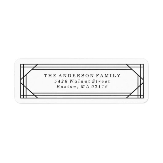 Moderne zwart-wit Art Deco | Vakantie Etiket (Voorkant)