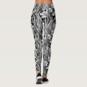 Moderne Zwart Wit Art Nouveau Designer Leggings (Achterkant)