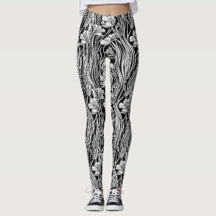 Moderne Zwart Wit Art Nouveau Designer Leggings
