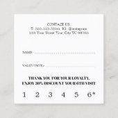 Moderne Zwart Wit Beauty Bold Salon Klantenkaartje (Achterkant)