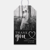 Moderne zwart-wit bedank foto bruiloft cadeaulabel (Voorkant)