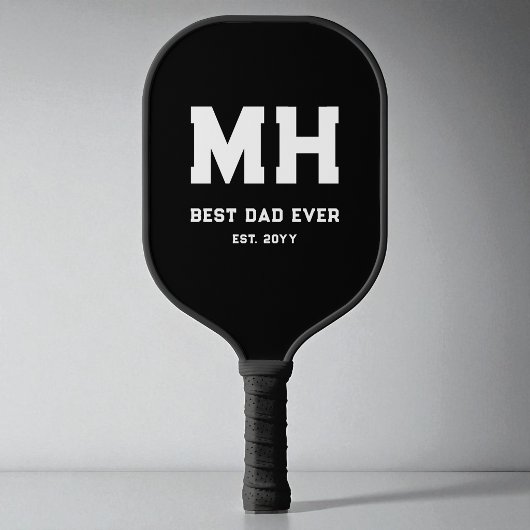 Moderne zwart-wit Beste Papa Ooit Vaderdag Pickleball Paddle