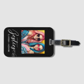 Moderne Zwart Wit Bestie Foto gepersonaliseerd Bagagelabel (Voorkant (horizontaal))