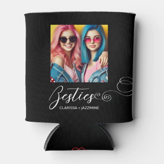 Moderne Zwart Wit Bestie Foto gepersonaliseerd Blikjeskoeler (Voorkant)