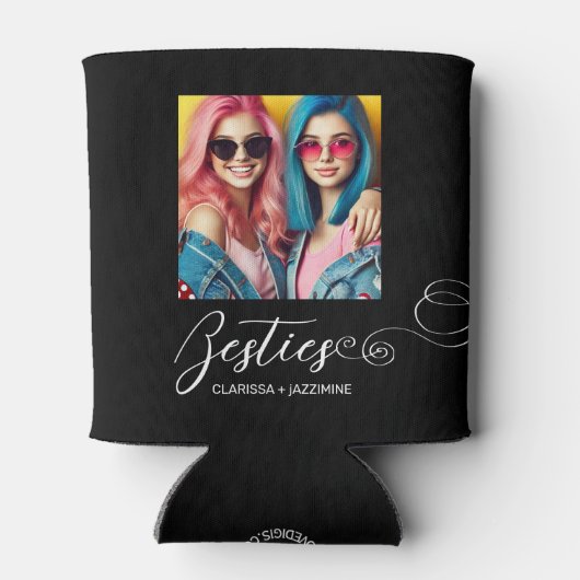 Moderne Zwart Wit Bestie Foto gepersonaliseerd Blikjeskoeler (Achterkant)