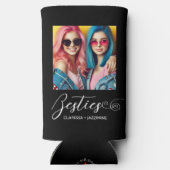 Moderne Zwart Wit Bestie Foto gepersonaliseerd Seltzer Blikjeskoeler (Achterkant)