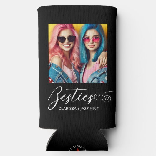 Moderne Zwart Wit Bestie Foto gepersonaliseerd Seltzer Blikjeskoeler (Achterkant)