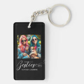Moderne Zwart Wit Bestie Foto gepersonaliseerd Sleutelhanger (achterkant)