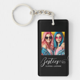 Moderne Zwart Wit Bestie Foto gepersonaliseerd Sleutelhanger