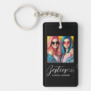 Moderne Zwart Wit Bestie Foto gepersonaliseerd Sleutelhanger