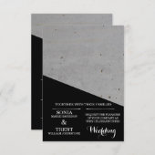 Moderne zwart-wit betonnen bruiloft kaart (Voorkant / Achterkant)