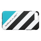 Moderne Zwart, Wit, Blauwe Streep Gepersonaliseerd Case-Mate iPhone Case (Achterkant (Horizontaal))