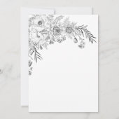 Moderne zwart-wit bloemen bewaren de datumkaart save the date (Achterkant)