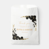 Moderne Zwart-wit Bloemen bruiloft dank u Bedankzakje (Voorkant)