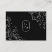 Moderne zwart-wit bloemen bruiloft details informatiekaartje (Achterkant)