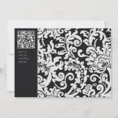 Moderne Zwart-wit Bloemen Damask Bruiloft Kaart (Achterkant)