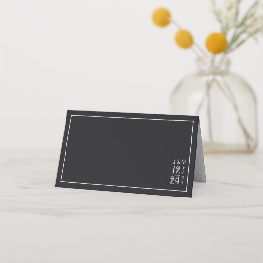 Moderne Zwart & Wit Bloemen Damask Tafel Plaatskaartje (Achterkant)