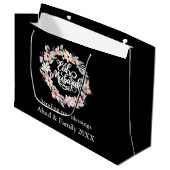 Moderne Zwart-wit Bloemen Eid Mubarak Gift Bag Groot Cadeauzakje (Voorkant Gekanteld)
