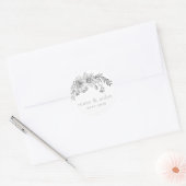 Moderne zwart-wit bloemen gunst stickers (Envelop)