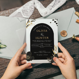 Moderne Zwart & Wit Bloemen minimale Elegante Foto Kaart