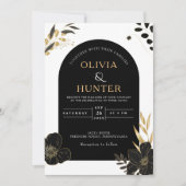 Moderne Zwart & Wit Bloemen minimale Elegante Foto Kaart (Voorkant)