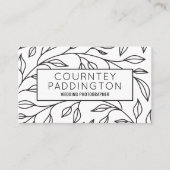 Moderne zwart-wit bloemen schoonheidssalon QR-code Visitekaartje (Voorkant)