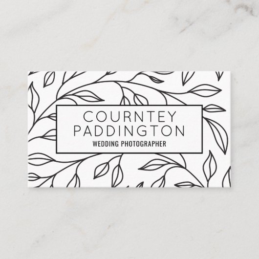 Moderne zwart-wit bloemen schoonheidssalon QR-code Visitekaartje (Voorkant)