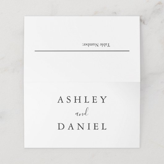 Moderne zwart-wit bloemenbruiloft minimalist P Plaatskaartje (Buitenkant ongevouwen)