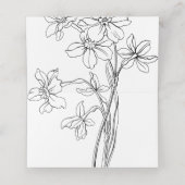 Moderne zwart-wit bloemenbruiloft minimalist P Plaatskaartje (Binnenkant ongevouwen)