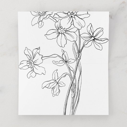 Moderne zwart-wit bloemenbruiloft minimalist P Plaatskaartje (Binnenkant ongevouwen)