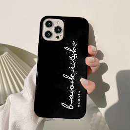 Moderne Zwart-Wit Boek Minnende Boekenliefhebbers iPhone 15 Case