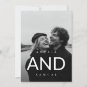 Moderne Zwart-wit Boho Fotobruiloft Kaart (Voorkant)