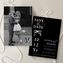 Moderne zwart-wit boog foto monogram bruiloft