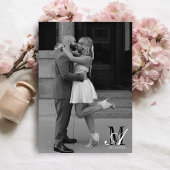Moderne zwart-wit boog foto monogram bruiloft save the date